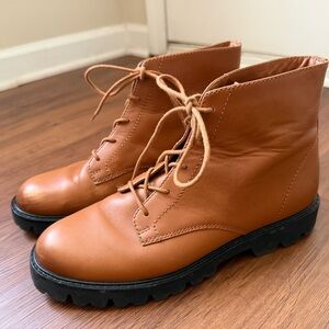 Women's J Crew Tan Leather Lace-Up Ankle Boots